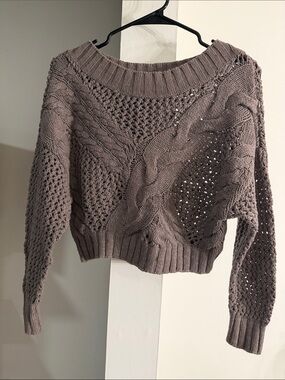 Express Taupe Cable Knit Womens Sweater
